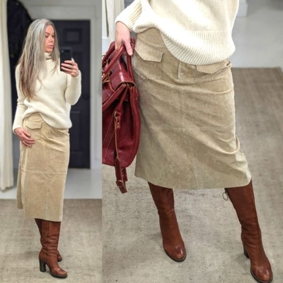 Betty Barclay Leather Midi Skirt - Picture 1 of 7